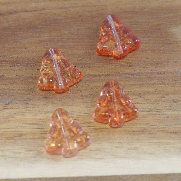 Premium Glass Tree Beads, Transparent Orange, 16mm, 4pcs