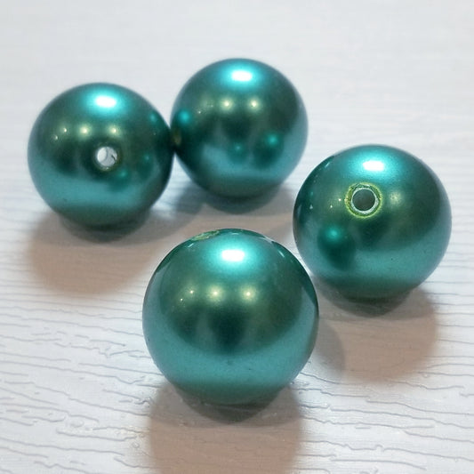 22mm Jade Green Vintage Pearl Plastic Round Beads