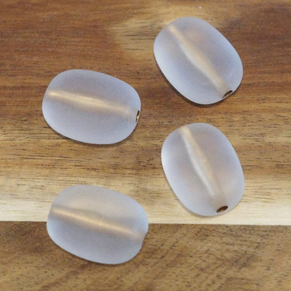 Vintage Lucite Beads, Frosted Oval with Gold Core, 24x18mm, 4pcs