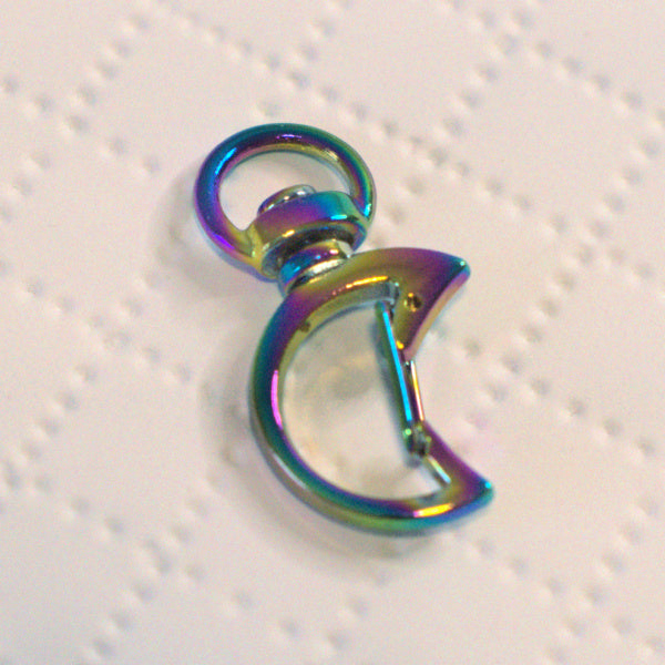 Rainbow Crescent Moon Swivel Clasp, 34x18mm