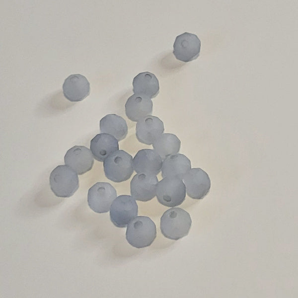 4mm Matte Faceted Glass Rondelle Beads, Pale Blue Gray, 20 pc