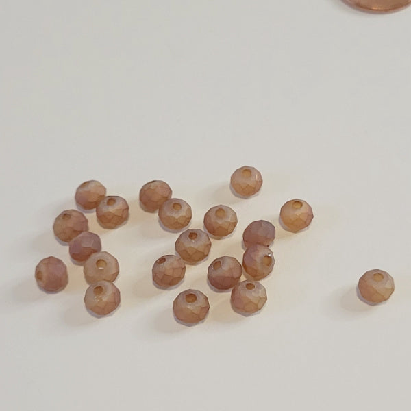 4mm Matte Faceted Glass Rondelle Beads, Golden Amber, 20 pc