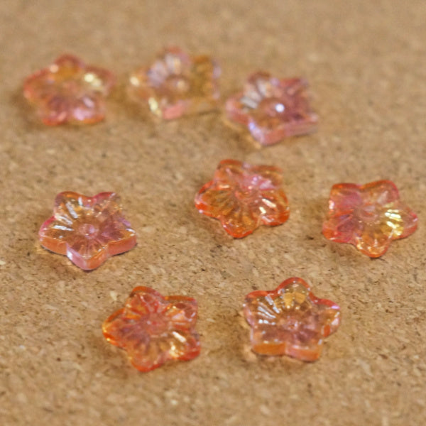 Sunset Blush Premium Pressed Glass Star Flower Beads, 12x13mm