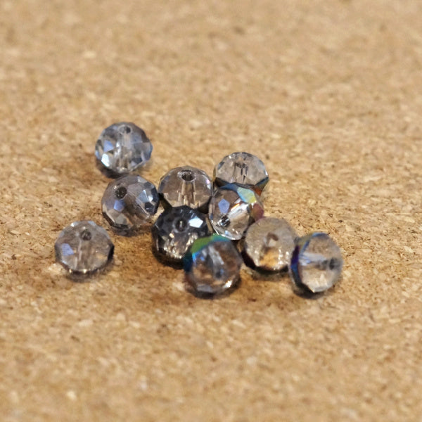 Rainwashed Clear w/Vitrail Band Premium Faceted Glass Beads