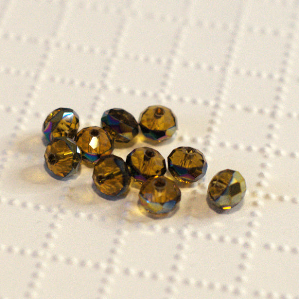 Molten Topaz w/Vitrail Band Premium Faceted Glass Beads