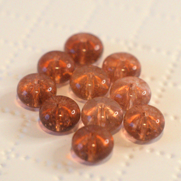 Premium Glass Rondelle Beads – Quartz-Look – Amber - 6x10mm