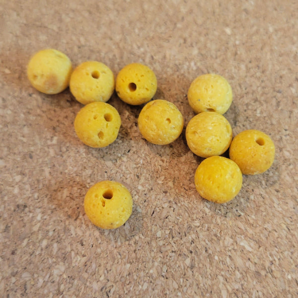 6mm Dyed Lava Stone Round Beads - Yellow