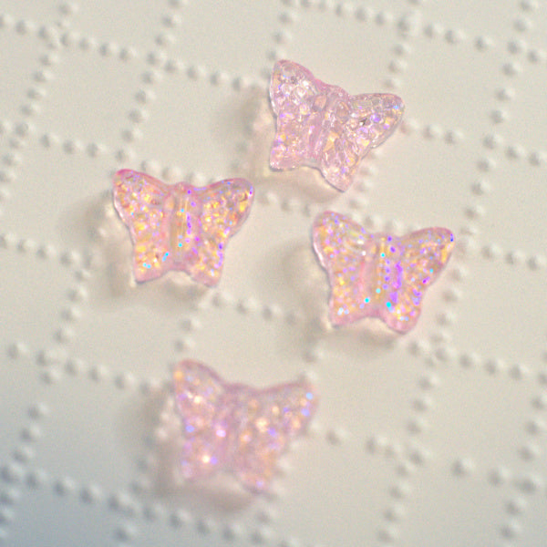 Blush Pink AB Premium Glass Butterfly Beads, 12.5x15.5mm, 4pc
