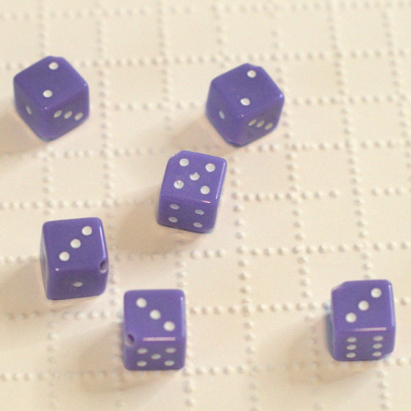 Lavender Purple Acrylic Dice Beads, 12mm