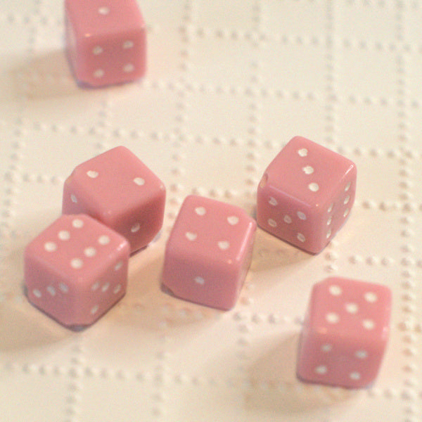 Pastel Pink Acrylic Dice Beads, 12mm