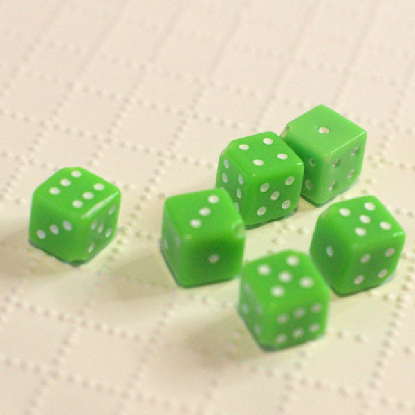 Lime Green Acrylic Dice Beads, 12mm