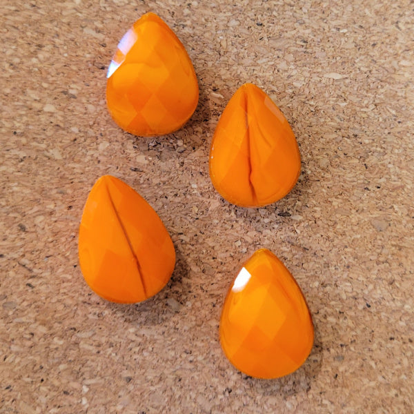 Orange premium faceted glass teardrop beads