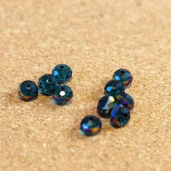 Deepwater Teal w/Vitrail Band Premium Faceted Glass Beads