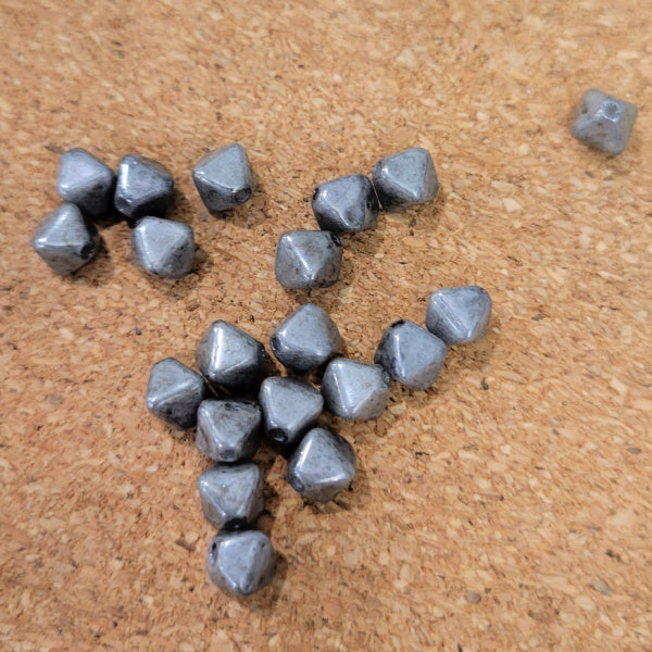 6mm Czech Glass Bicone Beads, Smoky Gray Luster, 20 pc