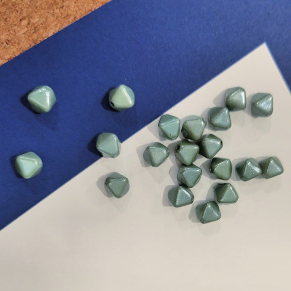 6mm Czech Glass Bicone Beads, Sage Green Luster, qty 20