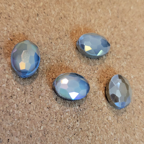 16x12mm Premium Faceted Glass Oval Beads - Storm Grey