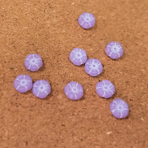 Matte Lavender Purple White Wash Hibiscus Czech Glass Flower Beads – 9mm