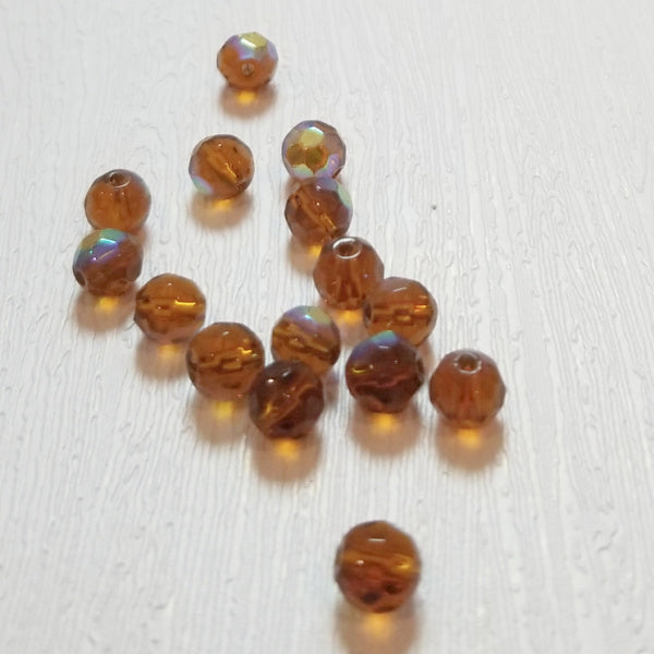 Bottle Brown AB Round 6mm Fire Polish Czech Glass Beads