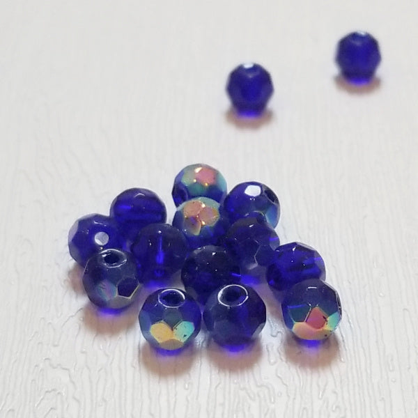 Midnight Blue AB Round 6mm Fire Polish Czech Glass Beads