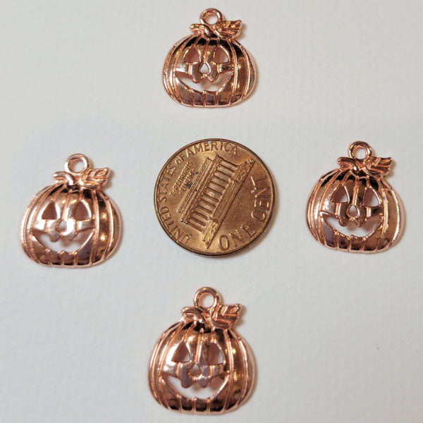 Jack O Lantern Pumpkin Aniqued Bronze Metal Charms