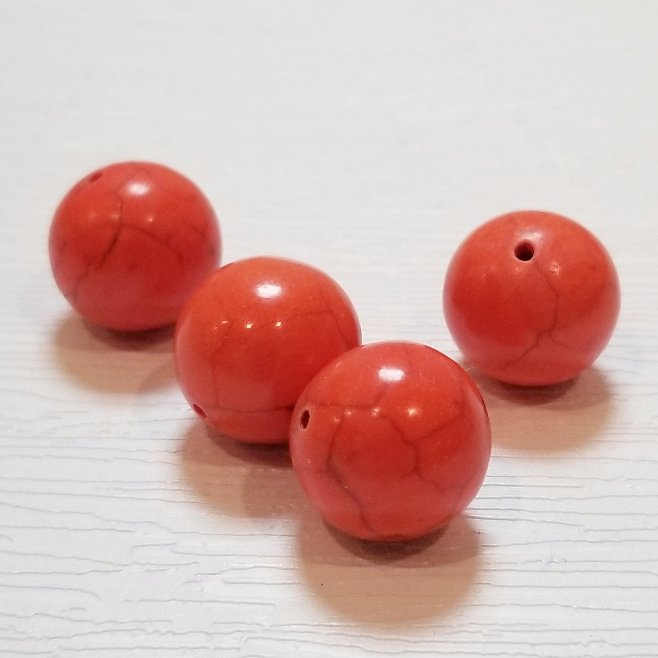 Coral Orange 16mm Round Reconstituted Turquoise Beads