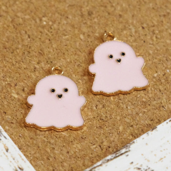 Pink Cutie Enameled Ghost Charms