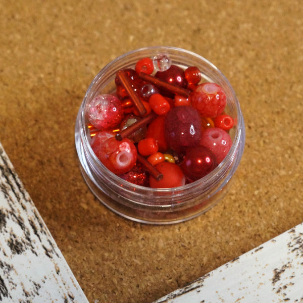 Ember Spark Bead Soup, 20g Red Mixed Glass Beads