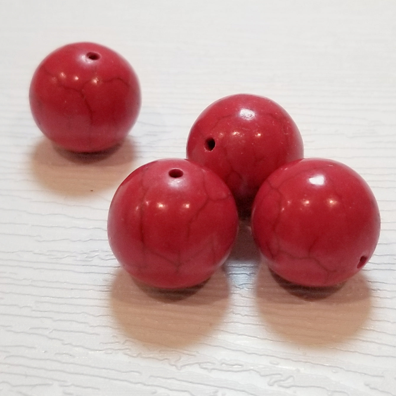 Cherry Red 16mm Round Reconstituted Turquoise Beads