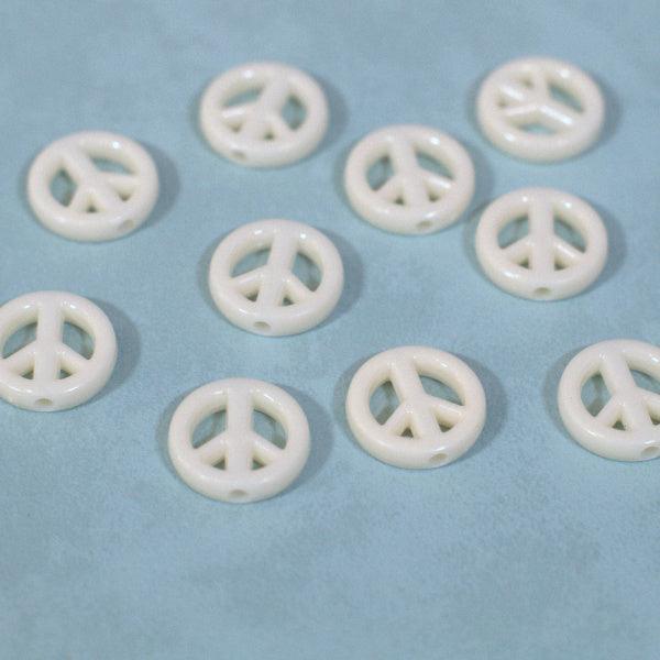 Ivory Acrylic Peace Sign Beads - Humpday Beads