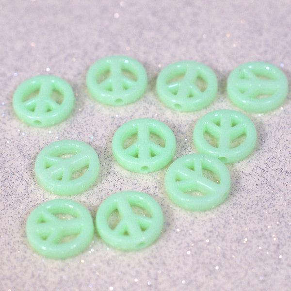 Mint Green Acrylic Peace Sign Beads - Humpday Beads