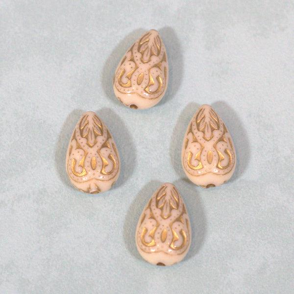 Ivory Baroque Almond Acrylic Beads - Humpday Beads