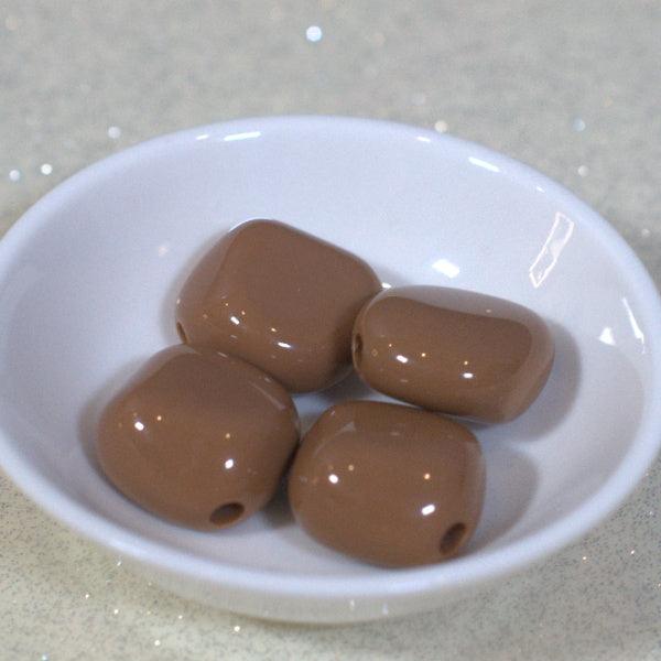Cocoa Brown Diamond River Rock Acrylic Beads - Humpday Beads