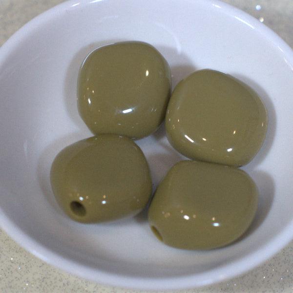 Lichen Green Diamond River Rock Acrylic Beads - Humpday Beads