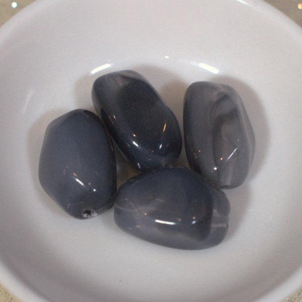 Charcoal Grey Faux Agate Large Nugget Acrylic Beads - Humpday Beads