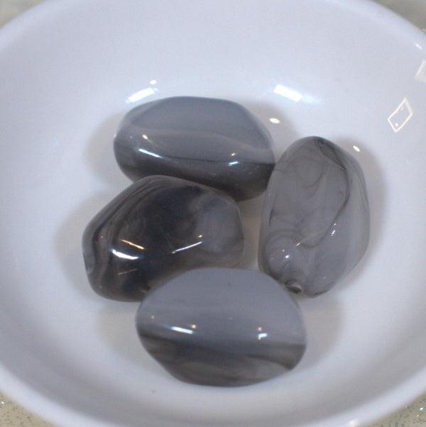 Grey Faux Agate Large Nugget Acrylic Beads - Humpday Beads