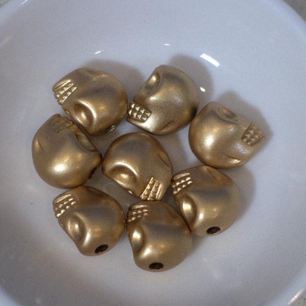 Gold Shimmer Acrylic Skull Beads - Humpday Beads