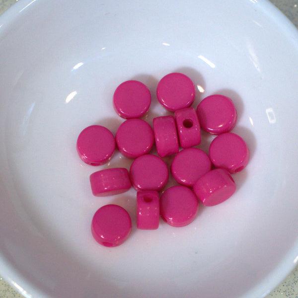 Magenta Pink 6mm Round Disc Acrylic Beads - Humpday Beads