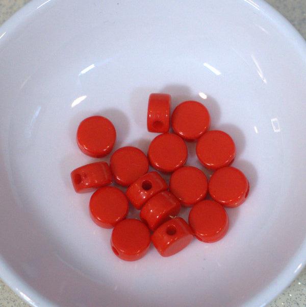 Red 6mm Round Disc Acrylic Beads - Humpday Beads
