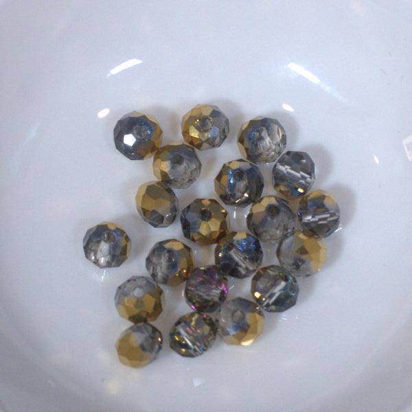 Vitrail Clear Gold Halfcoat 6mm Faceted Glass Rondelle Beads - Humpday Beads