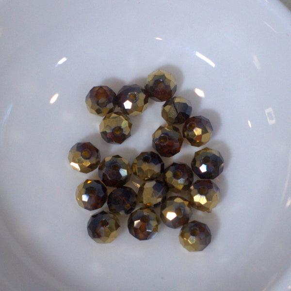 Rootbeer Brown Gold Halfcoat 6mm Faceted Glass Rondelle Beads - Humpday Beads