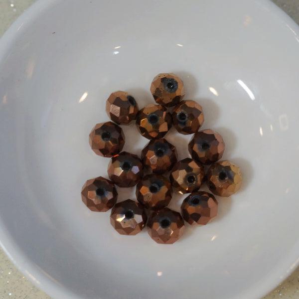 Metallic Copper 8mm Faceted Glass Rondelle Beads - Humpday Beads
