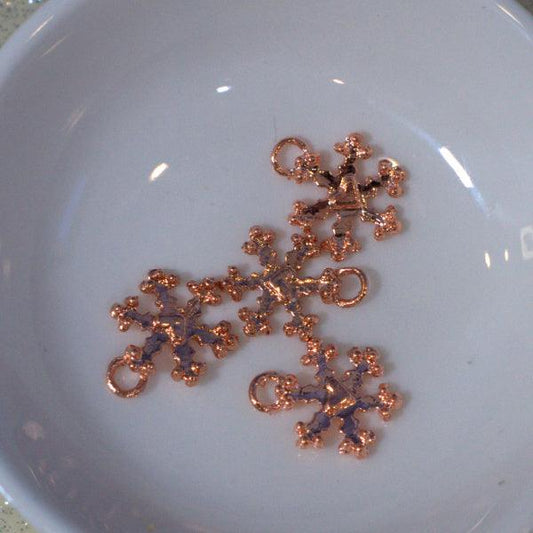 Snowflake Rose Gold Metal Charms - Humpday Beads