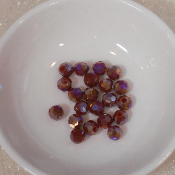 Cranberry Red AB 6mm Faceted Glass Round Beads - Humpday Beads