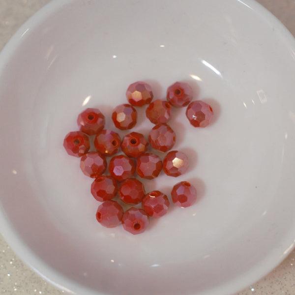 Lipstick Pink AB 6mm Faceted Glass Round Beads - Humpday Beads