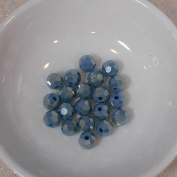 Dusty Teal AB 6mm Faceted Glass Round Beads - Humpday Beads