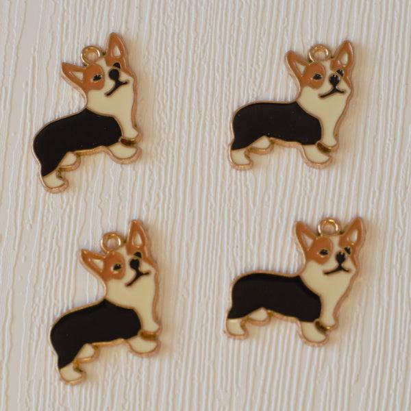 Corgi Dog Enameled Gold Metal Charms - Humpday Beads