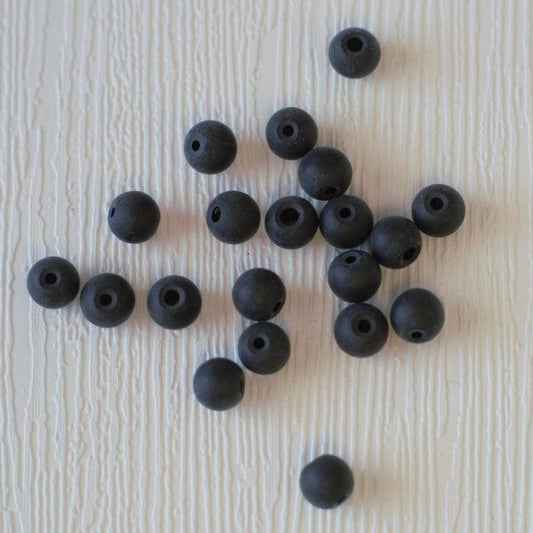6mm Round Glass Beads - Matte Black - Humpday Beads