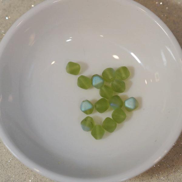 Peridot Green Matte AB 6mm Bicone Czech Glass Beads - Humpday Beads