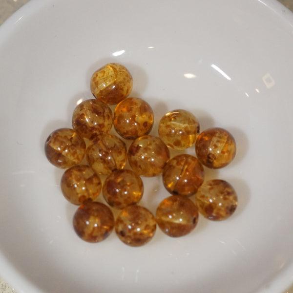 Tortoiseshell Brown Picasso 8mm Round Czech Glass Beads - Humpday Beads