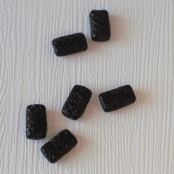 Rectangle Tablet Czech Glass Beads - Matte Black - Humpday Beads